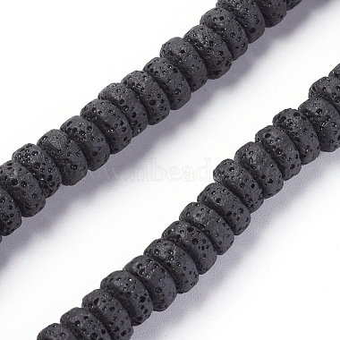 8mm Black Flat Round Lava Beads