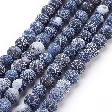 6mm Gray Round Crackle Agate Beads