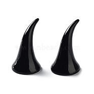 Halloween 3D Devil Horns Opaque Resin Cabochons, for Halloween Headband Making, Black, 32x19mm(RESI-F051-A01)