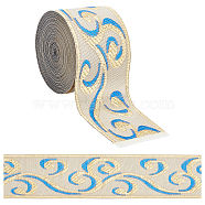 Gorgecraft Embroidery Polyester Ribbons, Jacquard Ribbon, Tyrolean Ribbon, Garment Accessories, Floral Pattern, Light Khaki, 2"(50mm), 7m/roll(OCOR-GF0001-31)