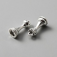 Tibetan Style Alloy Pendants, 3D Chess Piece Charms, Antique Silver, Rook, 18x8mm, Hole: 1.4mm(FIND-CJC0004-29AS-03)