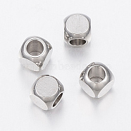 304 Stainless Steel Beads, Cube, Stainless Steel Color, 4x4x4mm, Hole: 2.5mm(X1-STAS-H426-02-4MM)