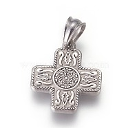 304 Stainless Steel Pendants, Cross, Stainless Steel Color, 21.5x18x2.5mm, Hole: 4.5x6mm(STAS-E449-38P)