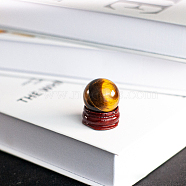 Natural Tiger Eye Display Decorations(Excluding Wooden Base), Gemstone Sphere, Round, 28~32mm(DJEW-PW0001-50E)