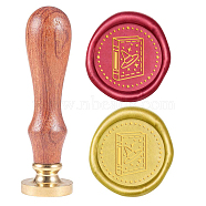 Wax Seal Stamp Set, Sealing Wax Stamp Solid Brass Head,  Wood Handle Retro Brass Stamp Kit Removable, for Envelopes Invitations, Gift Card, Book Pattern, 83x22mm, Head: 7.5mm, Stamps: 25x14.5mm(AJEW-WH0131-438)