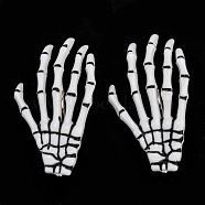 Halloween Skeleton Hands Bone Hair Clips, Plastic & Iron Alligator Hair Clips, White, 72x41x6mm(PHAR-H063-A03)