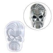 Cheerful Skull Display Decoration Statue Silicone Molds, Portrait Sculpture Resin Casting Molds, for UV Resin, Epoxy Resin Craft Making, White, 147x92x21.5mm(DIY-L071-08D)
