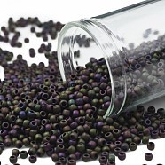 TOHO Round Seed Beads, Japanese Seed Beads, (85F) Frost Metallic Iris Purple, 11/0, 2.2mm, Hole: 0.8mm, about 1110pcs/bottle, 10g/bottle(SEED-JPTR11-0085F)