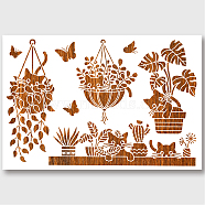PET Hollow Out Drawing Painting Stencils, for DIY Scrapbook, Photo Album, Plants Pattern, 400x600mm(DIY-WH0424-006)
