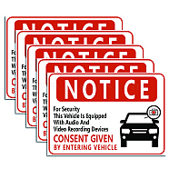 Waterproof PVC Warning Sign Stickers, Rectangle, Car Pattern, 25x17.5cm(DIY-WH0237-020)