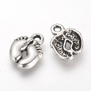 Tibetan Style Alloy Charms, Cadmium Free & Lead Free, Baby Feet, Antique Silver, 14x10x2mm, Hole: 2mm(X-TIBE-Q070-15AS-RS)