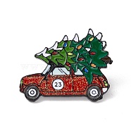 Christmas Theme Enamel Pin, Electrophoresis Black Alloy Badge for Backpack Clothes, Tree Pattern, 30.5x37.5x1.7mm(JEWB-E016-09EB-05)