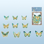 20Pcs PET Self Adhesive Butterfly Decorative Stickers, Waterproof Laser Butterfly Decals for Scrapbooking, Travel Diary Craft, Teal, 50~70mm(WG17700-04)