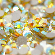 Glass Flat Back Rhinestone, Grade A, Back Plated, Faceted, AB Color, Half Round, Citrine, 1.5~1.6mm(RGLA-C002-SS4-249AB)