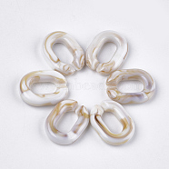 Acrylic Linking Rings, Quick Link Connectors, For Jewelry Chains Making, Imitation Gemstone Style, Oval, Floral White, 19x14.5x4.5mm, Hole: 10x5.5mm, about 620pcs/500g(OACR-S021-18A-02)