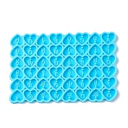 DIY Pendants Silicone Molds, Resin Casting Molds, For UV Resin, Epoxy Resin Craft Making, Heart, Deep Sky Blue, 85x56x3mm, Hole: 1mm, Inner Diameter: 10x7mm(X-DIY-C014-10A)