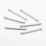 304 Stainless Steel Bar Links connectors, Rectangle, Stainless Steel Color, 26x2.5x1.5mm, Hole: 1.5mm(X-STAS-I071-10P)