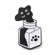 Liquid Cat Enamel Pins, Black Alloy Badge for Backpack Clothes, Bottle, 32x19x1.4mm(JEWB-G028-02J)