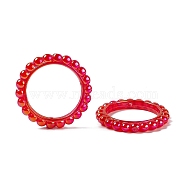 UV Plating Opaque Acrylic Beads Frames, Flower Ring, Red, 42.5x43x5.5mm, Hole: 2.5mm, Inner Diameter: 31mm(PACR-M003-03A)