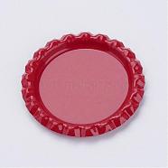 Iron Cabochon Settings, Planish Beer Bottle Cap, Flat Round, Red, Tray: 26mm, 34x3mm(IFIN-G067-07G)