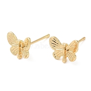 Butterfly Alloy Stud Earrings for Women, with 304 Stainless Steel Steel Pin, Cadmium Free & Lead Free, Light Gold, 7x9.5mm(PALLOY-Q447-09LG)
