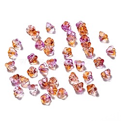 Transparent Czech Glass Beads, Two Tone, Flower, Orange Red, 6.5x5mm, Hole: 0.8mm, about 357~363pcs/bag(GLAA-G070-05B-014)