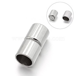 Smooth 304 Stainless Steel Tube Magnetic Clasps with Glue-in Ends, Stainless Steel Color, 20x10mm, Hole: 8mm(STAS-E089-100P)