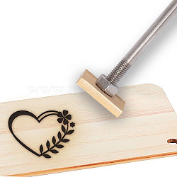 Stamping Embossing Soldering Brass with Stamp, for Cake/Wood, Leaf Pattern, 40mm(AJEW-WH0123-012)