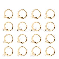 304 Stainless Steel Leverback Earring Findings, with Horizontal Loop, Real 24K Gold Plated, 14.5x12mm, Hole: 1.2mm, Pin: 0.8x1mm(A-STAS-G081-62G)