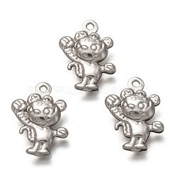 304 Stainless Steel Pendants, Tiger, Stainless Steel Color, 17x12x4mm, Hole: 1.2mm(STAS-P266-01P)