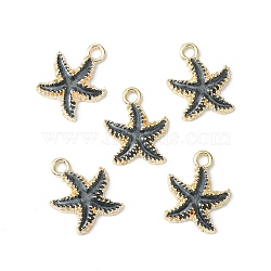 Alloy Enamel Pendants, Starfish, Light Gold, Black, 18x15x3mm, Hole: 2.5mm(ENAM-YW0002-61C)