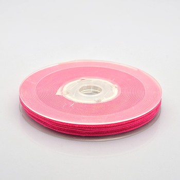 Polyester Velvet Ribbon for Gift Packing and Festival Decoration, Cerise, 1/8 inch(4mm), about 100yards/roll(91.44m/roll)
