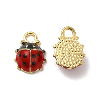 Alloy Enamel Charms, 3D Ladybug Charms, Golden, 12.5x9x4.5mm, Hole: 2mm
