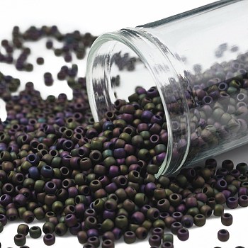 TOHO Round Seed Beads, Japanese Seed Beads, (85F) Frost Metallic Iris Purple, 11/0, 2.2mm, Hole: 0.8mm, about 1110pcs/bottle, 10g/bottle