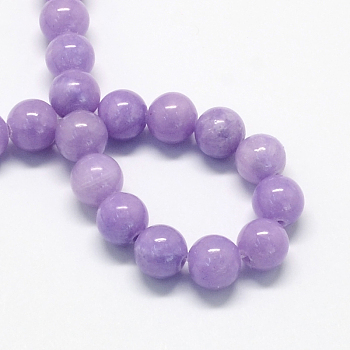 Natural Dyed Yellow Jade Gemstone Bead Strands, Round, Medium Purple, 8mm, Hole: 1mm, about 50pcs/strand, 15.7 inch