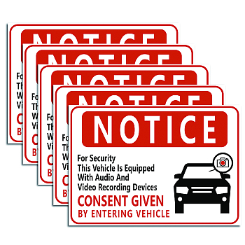 Waterproof PVC Warning Sign Stickers, Rectangle, Car Pattern, 25x17.5cm