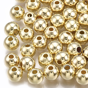 CCB Plastic Beads, Round, Light Gold, 6x5mm, Hole: 1.5mm