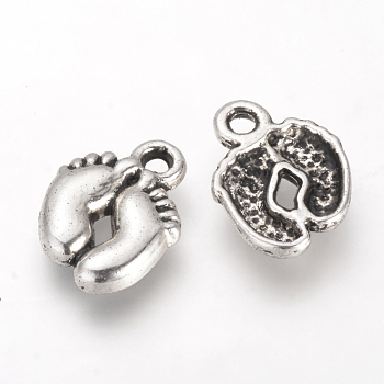 Tibetan Style Alloy Charms, Cadmium Free & Lead Free, Baby Feet, Antique Silver, 14x10x2mm, Hole: 2mm