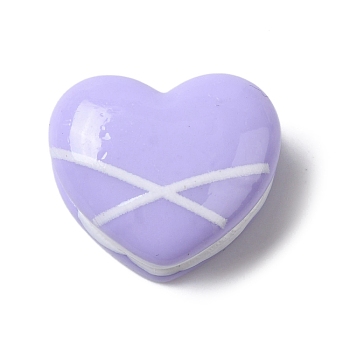 Opaque Resin Imitation Food Decoden Cabochons, Heart Macaron, Lilac, 15x17.5x10mm