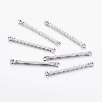 304 Stainless Steel Bar Links connectors, Rectangle, Stainless Steel Color, 26x2.5x1.5mm, Hole: 1.5mm