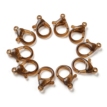 Transparent Plastic Lobster CLaw Clasps, Camel, 26x19x6mm, Hole: 2mm