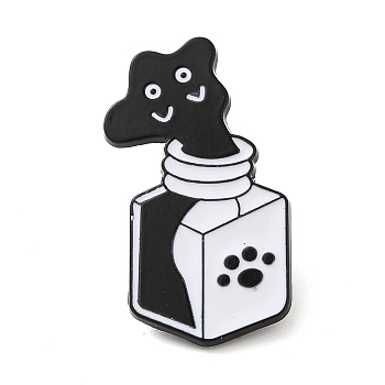 Liquid Cat Enamel Pins, Black Alloy Badge for Backpack Clothes, Bottle, 32x19x1.4mm