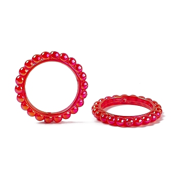 UV Plating Opaque Acrylic Beads Frames, Flower Ring, Red, 42.5x43x5.5mm, Hole: 2.5mm, Inner Diameter: 31mm