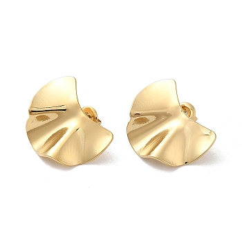 Ion Plating(IP) 304 Stainless Steel Stud Earrings, Half Round, Real 14K Gold Plated, 19x24mm