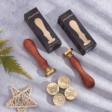 Brass Wax Seal Stamp with Handle(AJEW-WH0184-0367)-7