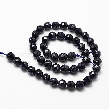 Synthetic Blue Goldstone Beads Strands(G-D840-14-8mm)-2
