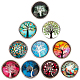 30pcs 10 color Platinum Plated Brass Glass Flat Round with Tree Jewelry Snap Buttons(SNAP-SC0001-01-NR)-1
