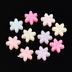 Christmas  Plastic Beads, Imitation Jelly, Snowflake, AB Color Plated, Mixed Color, 12.5x14.5x6mm, Hole: 3.5mm, about 1000pcs/500g(KY-N026-13)