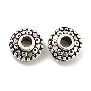 Tibetan Style Alloy Beads, Lead Free & Cadmium Free, Flat Round/Disc, Antique Silver, 8~8.5x4.5mm, Hole: 3mm, about 1535pcs/1000g(PALLOY-F307-01AS)