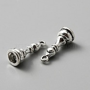 Tibetan Style Alloy Pendants, 3D Chess Piece Charms, Antique Silver, Bishop, 21x8mm, Hole: 1.5mm(FIND-CJC0004-29AS-01)